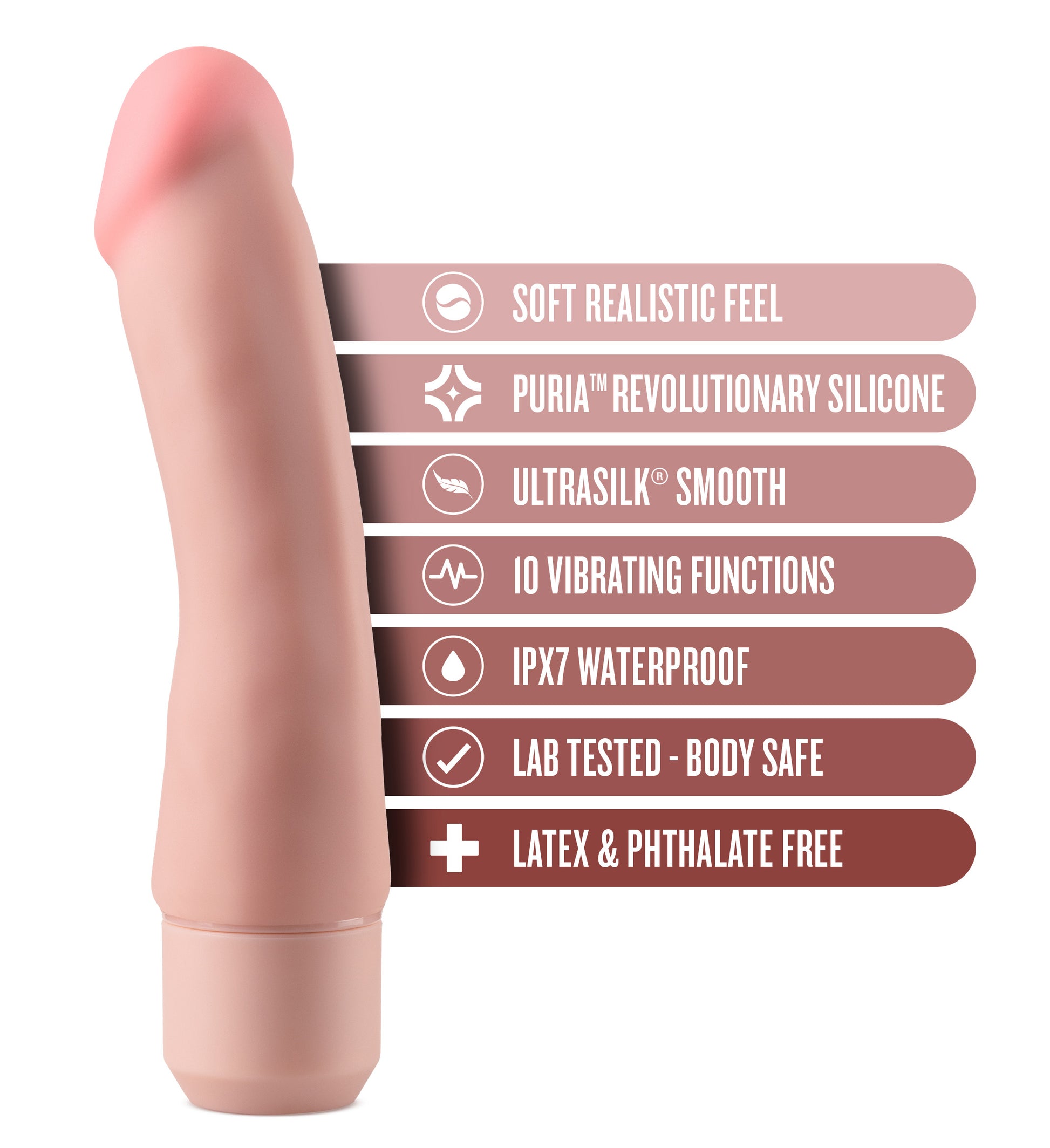 Dr. Skin Silicone – Dr. Steve - 7 Inch Vibrating Dildo - Beige - Not Very Vanilla