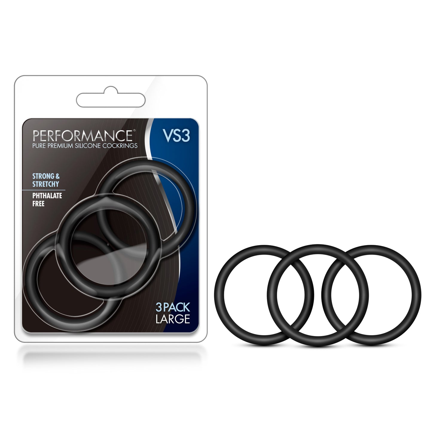 Performance - Vs3 Pure Premium Silicone Cockrings - Large - Black - Not Very Vanilla