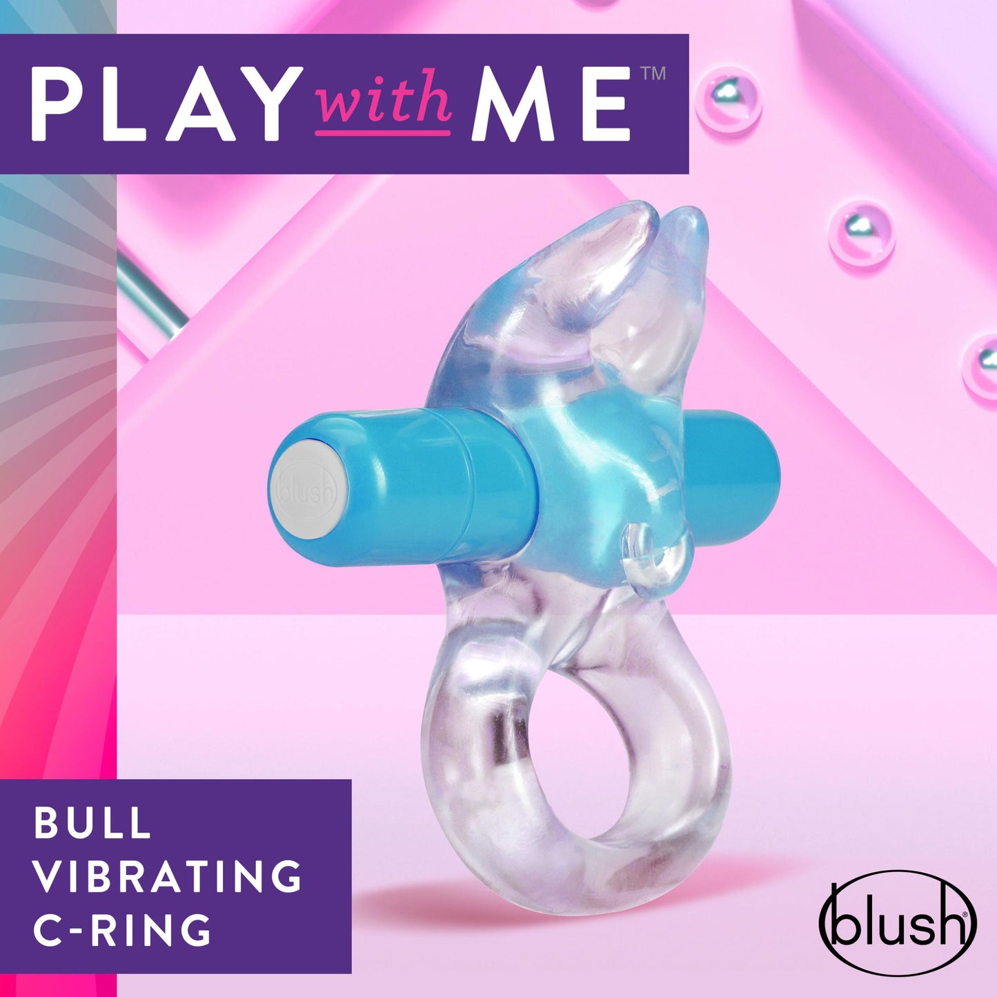 Play With Me Bull Vibrating C-Ring - Blue - Not Very Vanilla