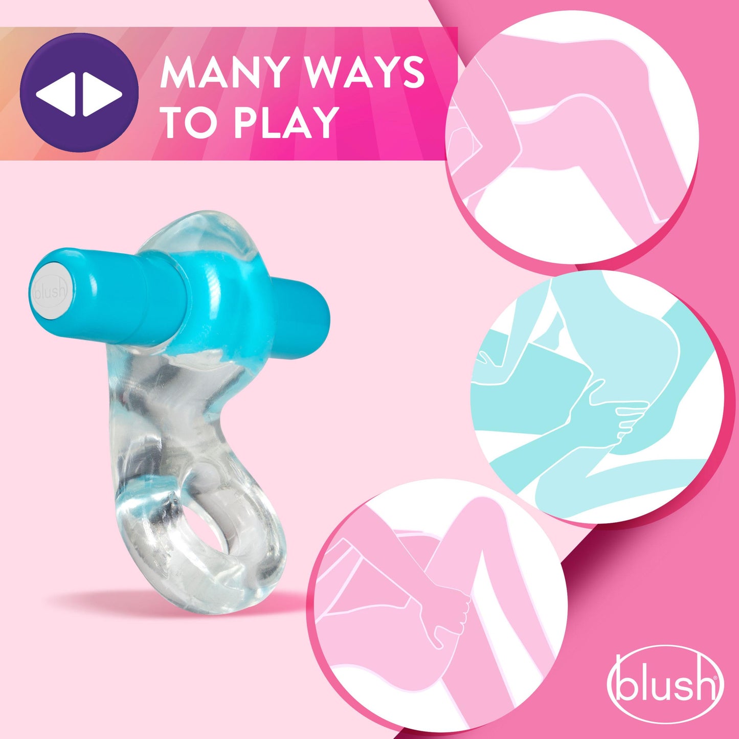 Play With Me Delight Vibrating C-Ring - Blue - Not Very Vanilla