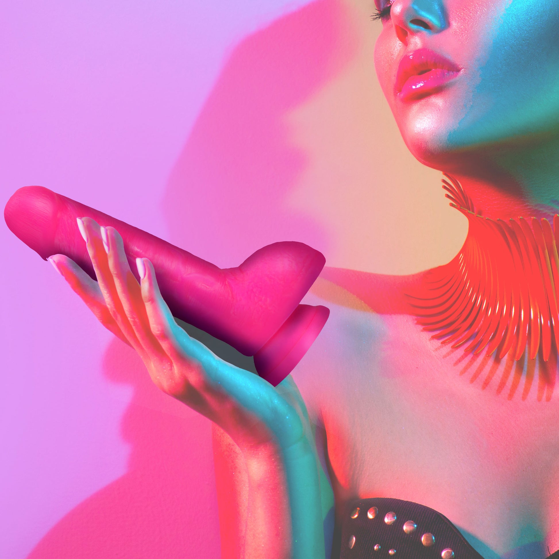 Neo Elite - 9 Inch Silicone Dual Density Cock With Balls - Neon Pink - Not Very Vanilla