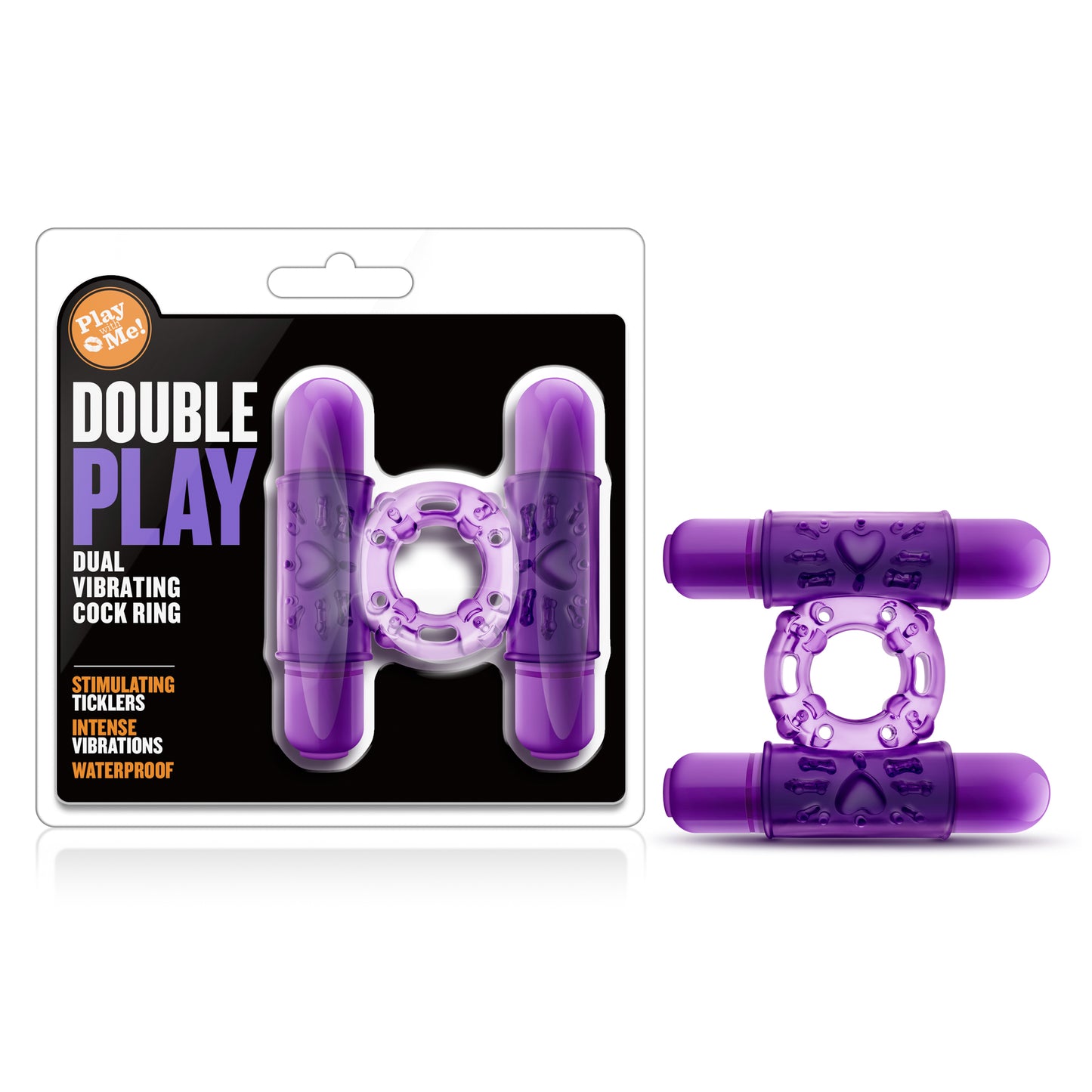 Play With Me - Double Play - Dual Vibrating Cock Ring - Purple - Not Very Vanilla