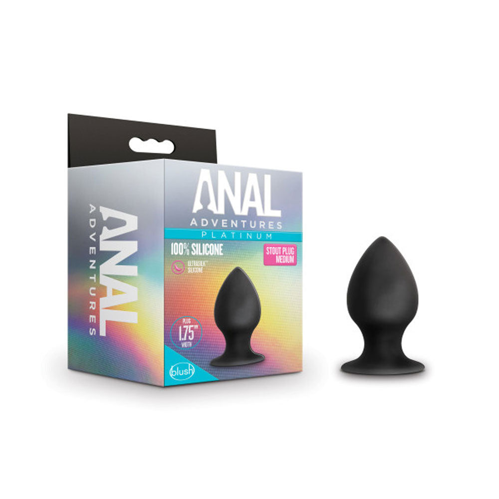 Anal Adventures - Platinum - Silicone Anal Stout Plug - Medium - Black - Not Very Vanilla