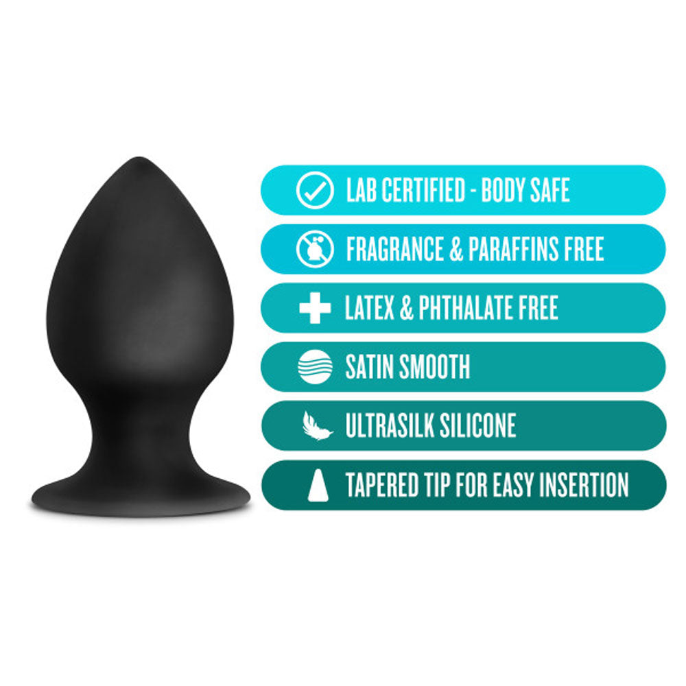 Anal Adventures - Platinum - Silicone Anal Stout Plug - Medium - Black - Not Very Vanilla