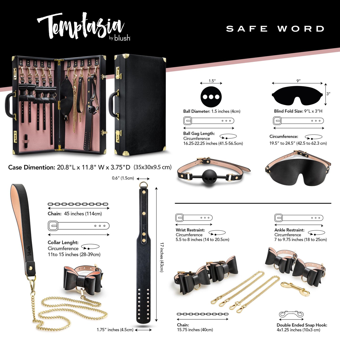 Temptasia - Safe Word - Bondage Kit With Suitcase - Black - Not Very Vanilla