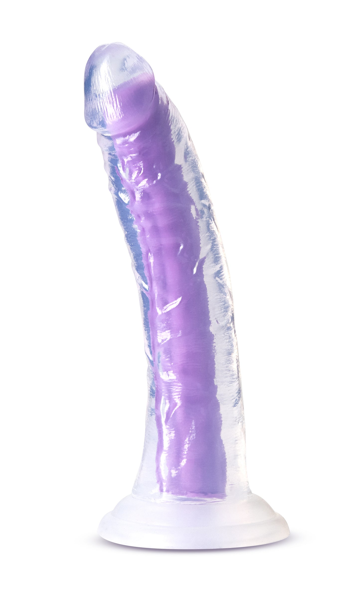 Neo Elite Glow in the Dark - Light - 7 Inch Silicone Dual Density Dildo - Neon Purple - Not Very Vanilla