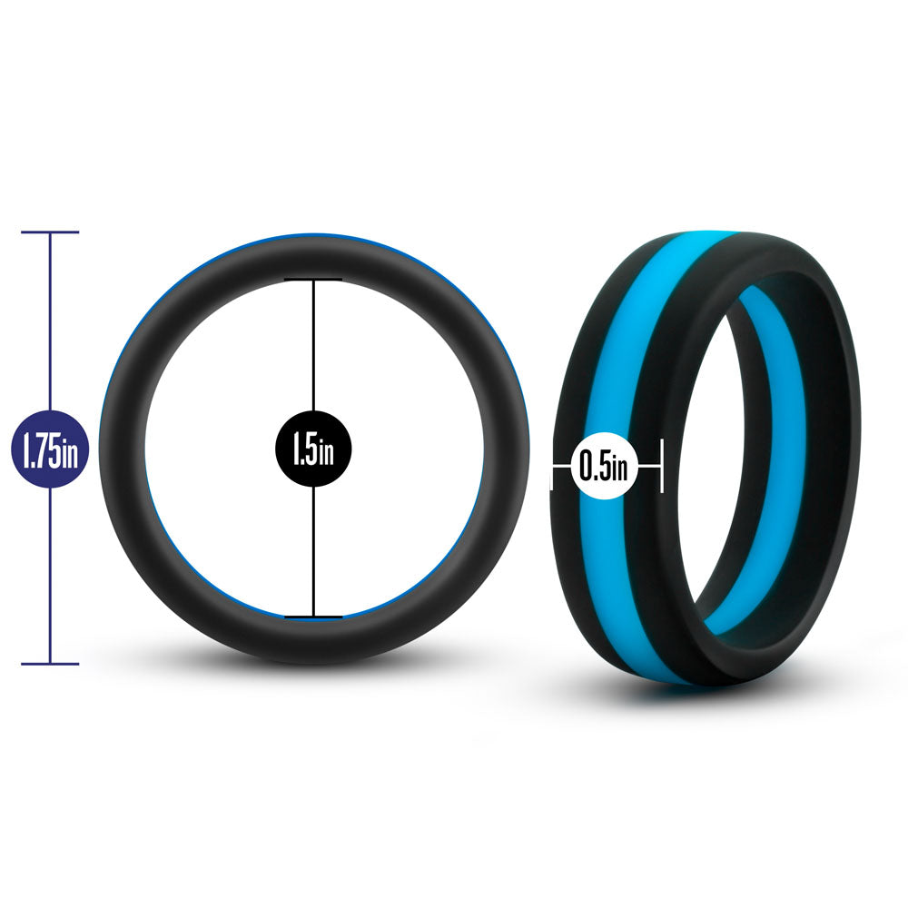 Performance - Silicone Go Pro Cock Ring - Black/blue/black - Not Very Vanilla