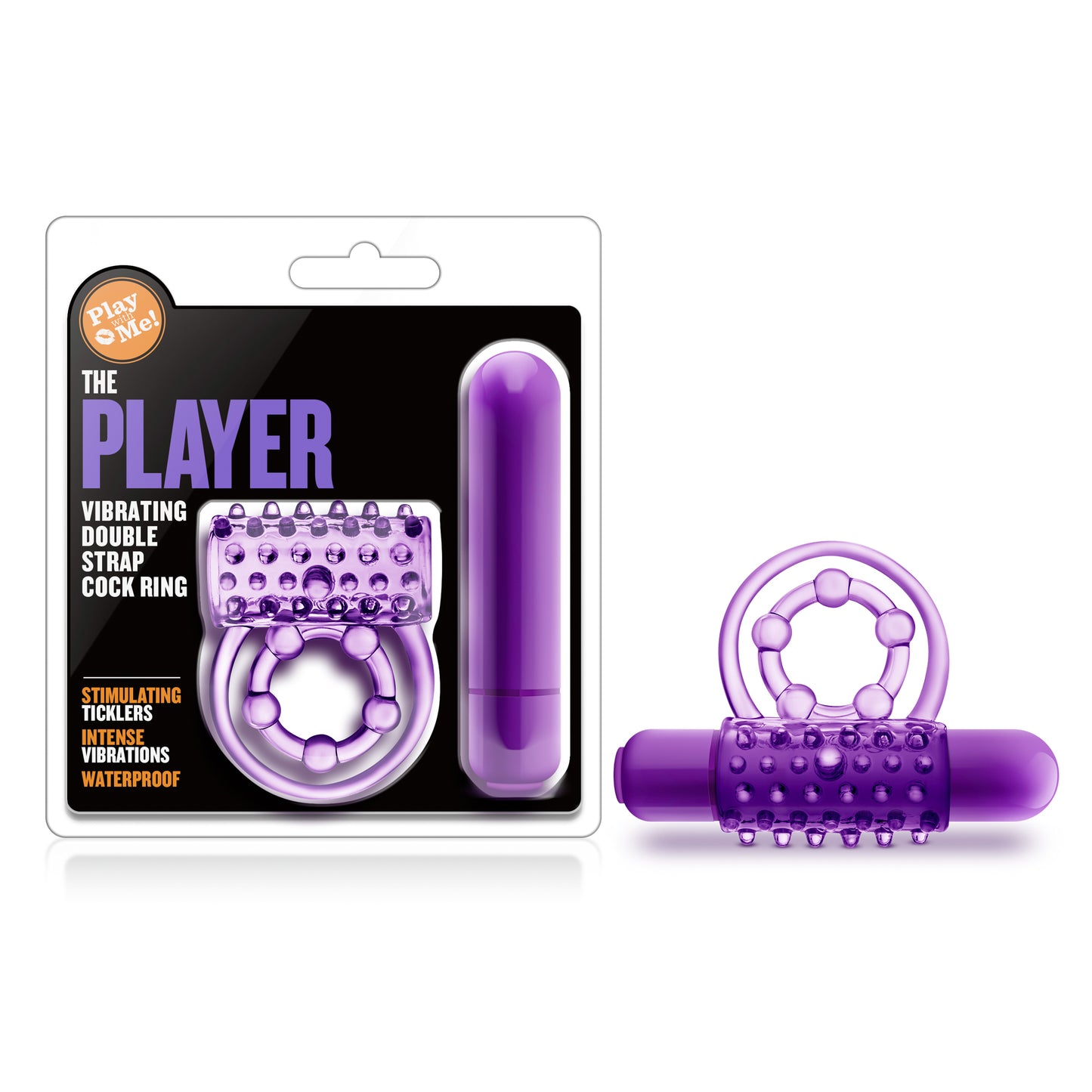 Play With Me - the Player - Vibrating Double Strap Ring - Purple - Not Very Vanilla