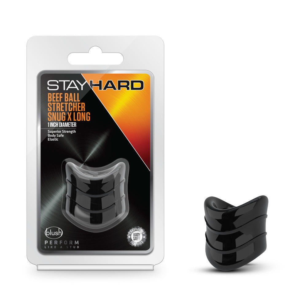 Stay Hard - Beef Ball Stretcher Snug X Long - 1 Inch Diameter - Black - Not Very Vanilla