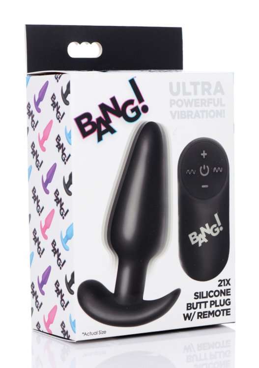 21x Silicone Butt Plug With Remote - Black - Not Very Vanilla