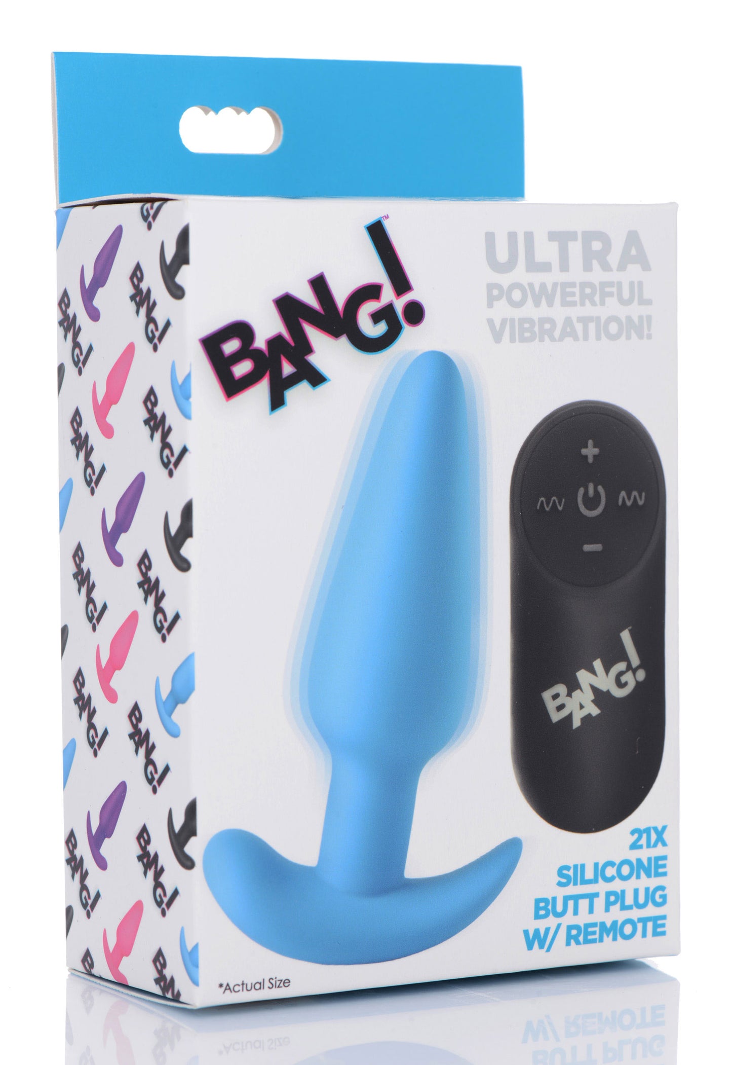 21x Silicone Butt Plug With Remote - Blue