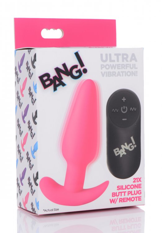 21x Silicone Butt Plug With Remote - Pink - Not Very Vanilla