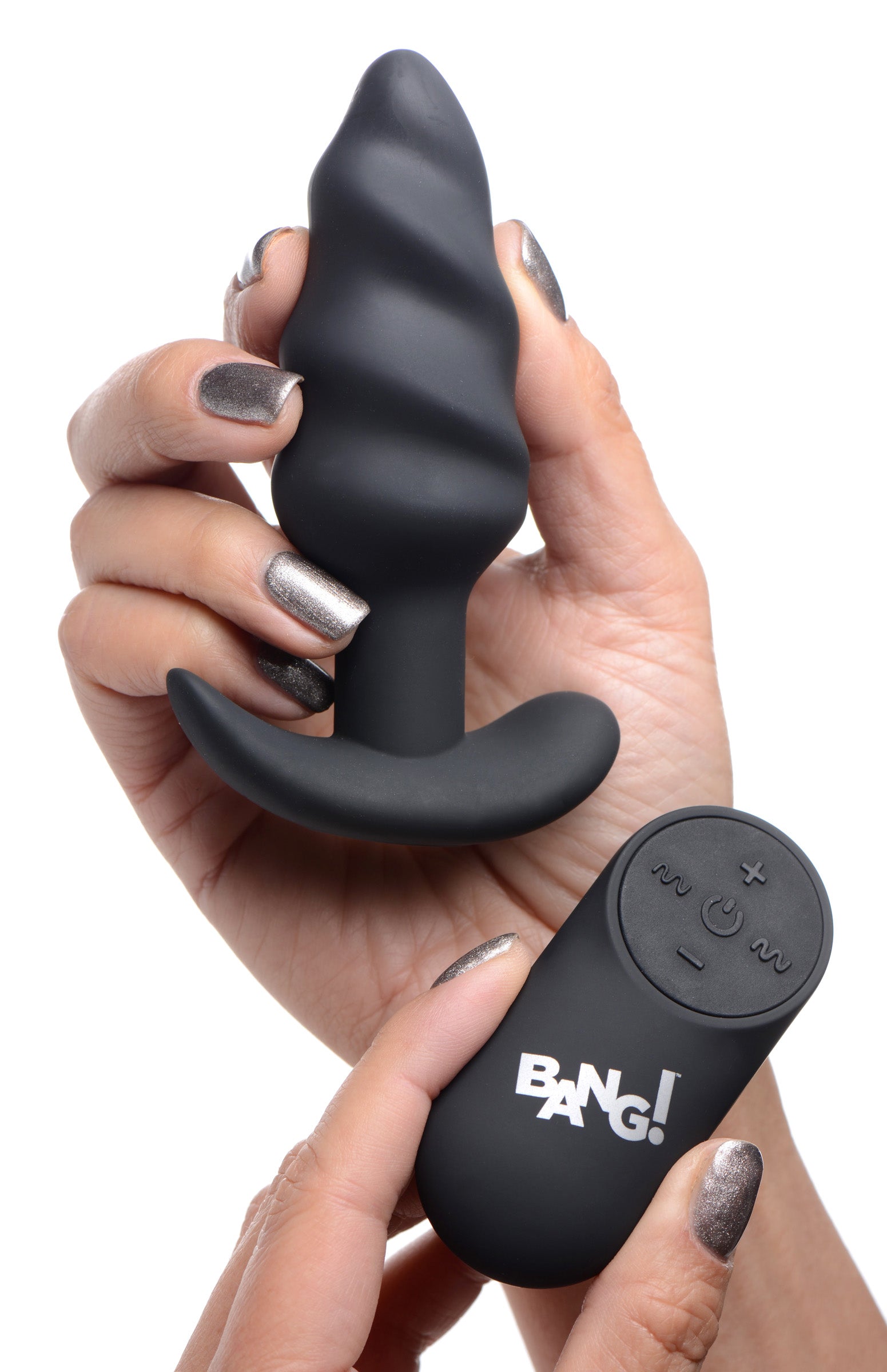 21x Silicone Swirl Plug With Remote -Black - Not Very Vanilla