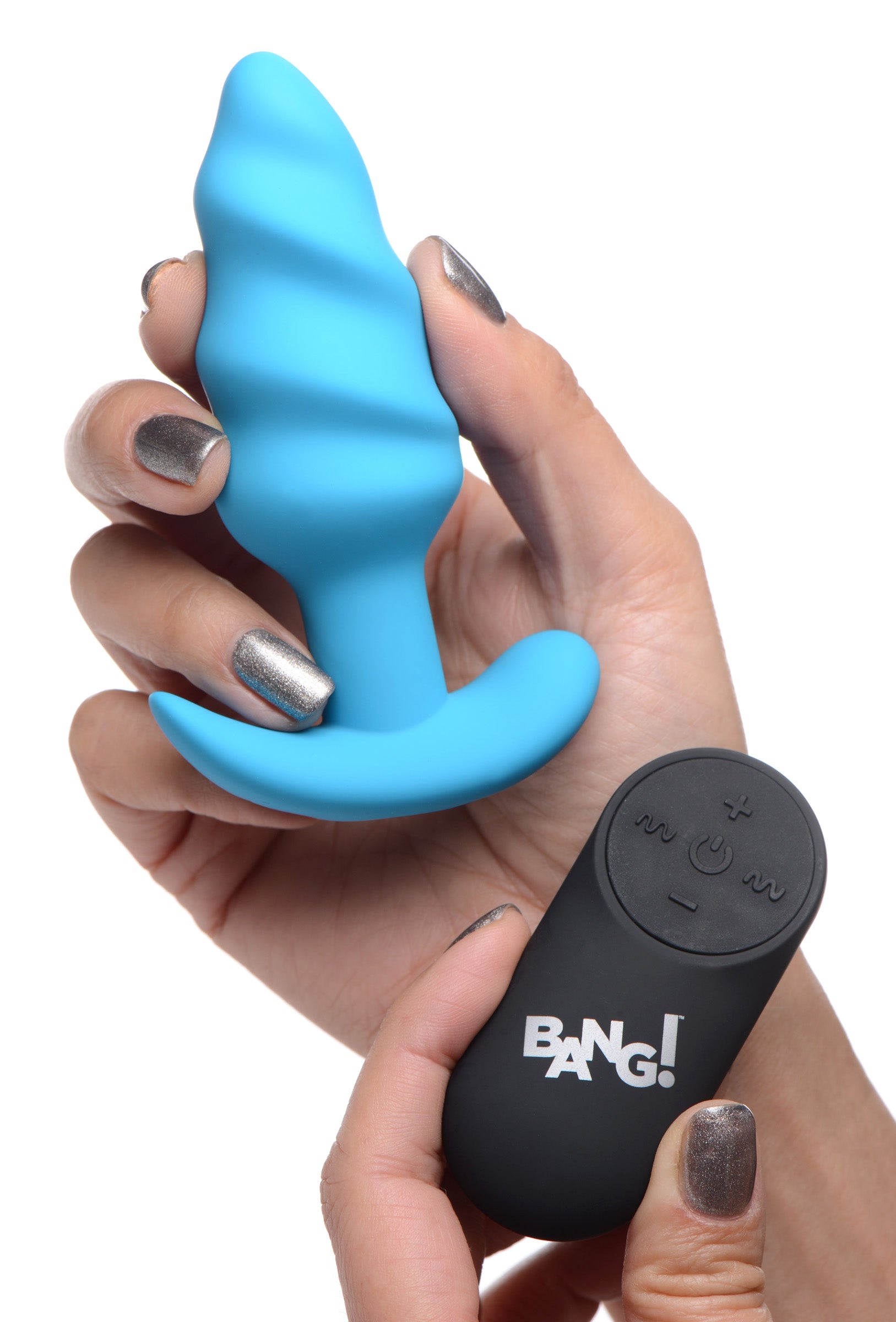 21x Silicone Swirl Plug With Remote - Blue - Not Very Vanilla