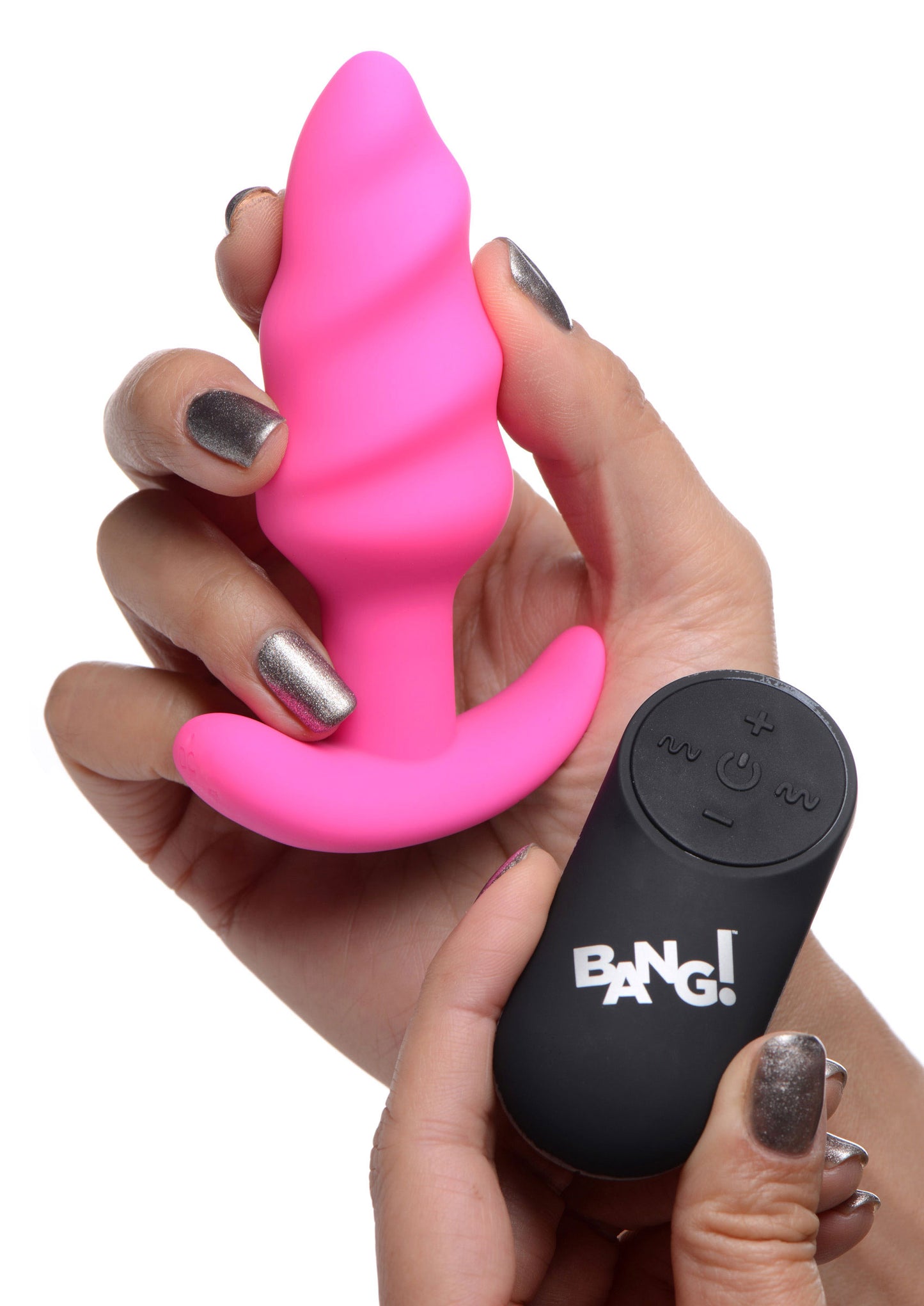 21x Silicone Swirl Plug With Remote - Pink - Not Very Vanilla