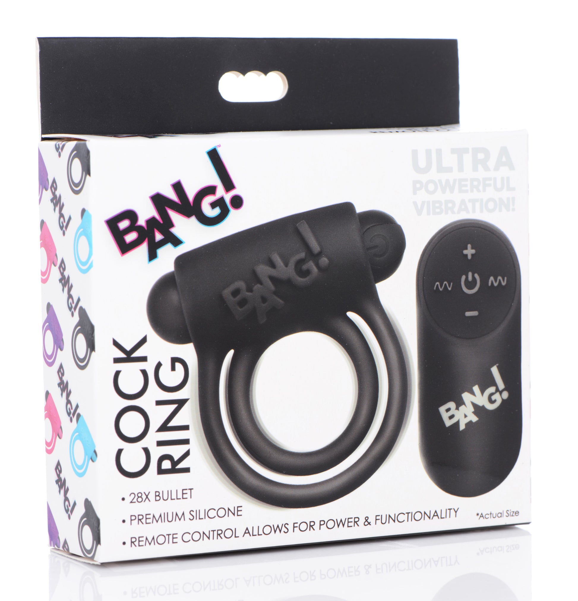 Bang - Silicone Cock Ring and Bullet With Remote Control - Black - Not Very Vanilla