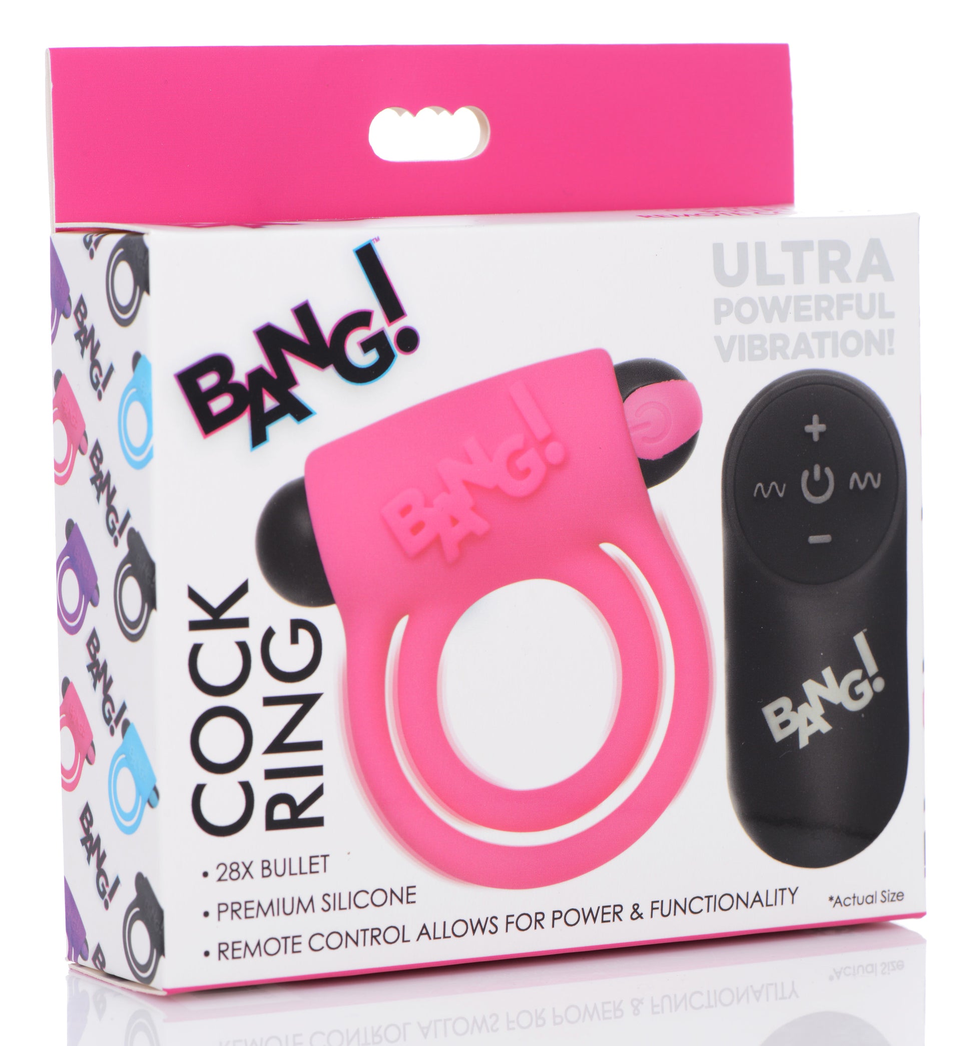 Bang - Silicone Cock Ring and Bullet With Remote Control - Pink - Not Very Vanilla