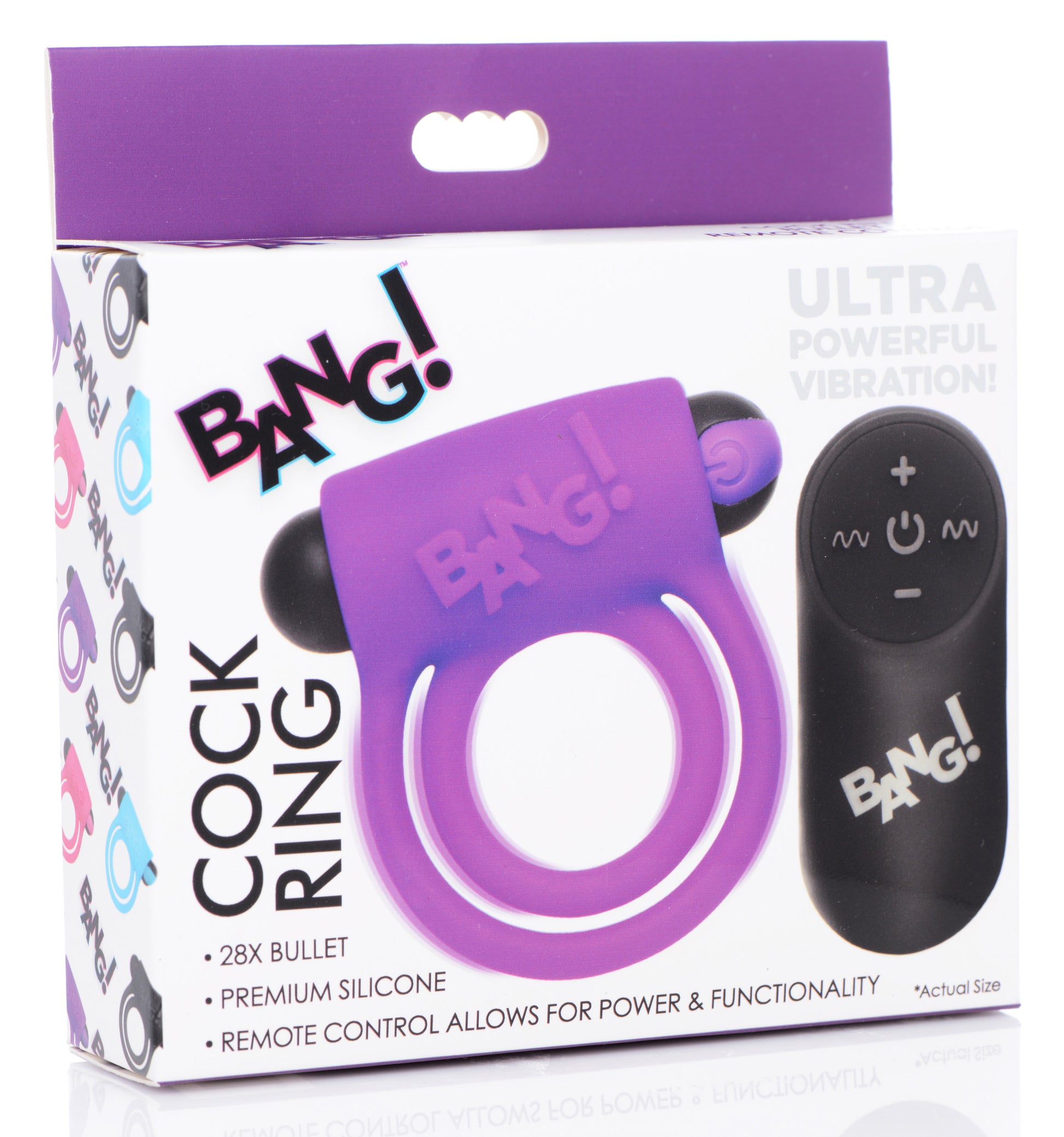 Bang - Silicone Cock Ring and Bullet With Remote Control - Purple - Not Very Vanilla