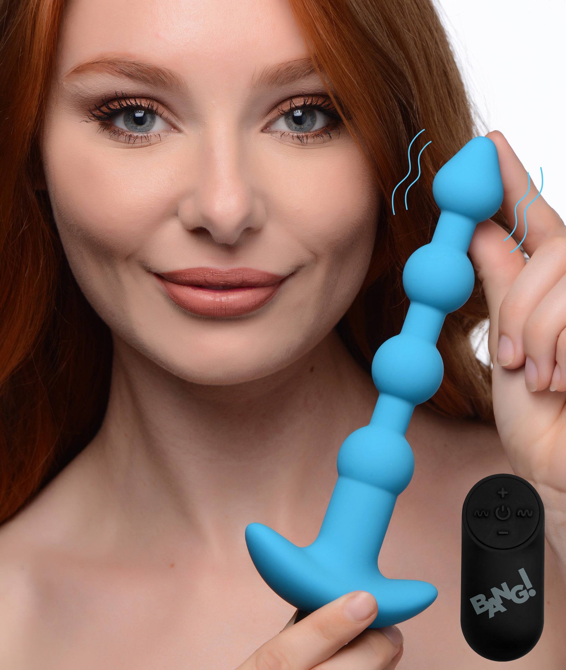 Bang - Vibrating Silicone Anal Beads and Remote Control - Blue - Not Very Vanilla