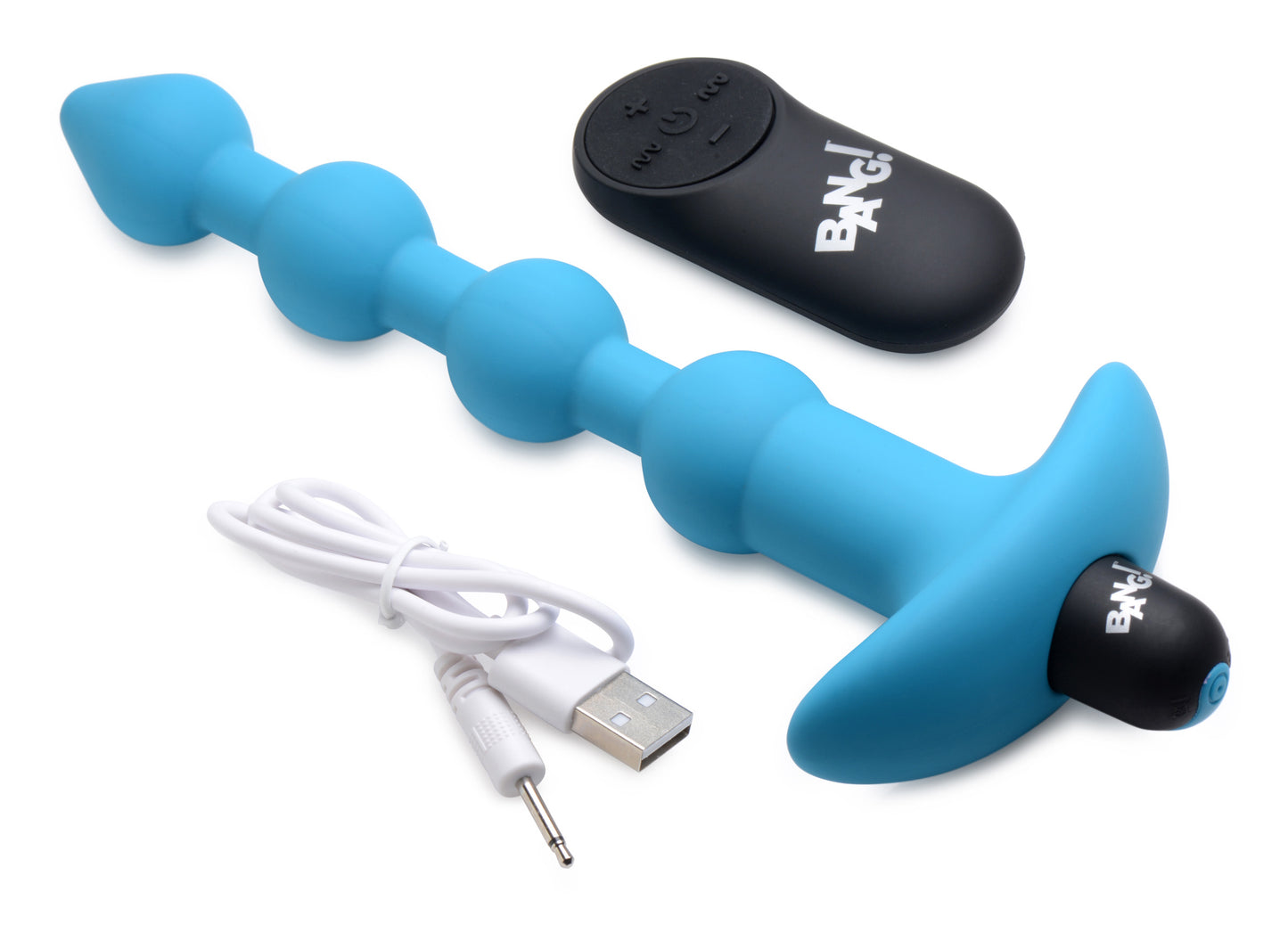 Bang - Vibrating Silicone Anal Beads and Remote Control - Blue - Not Very Vanilla