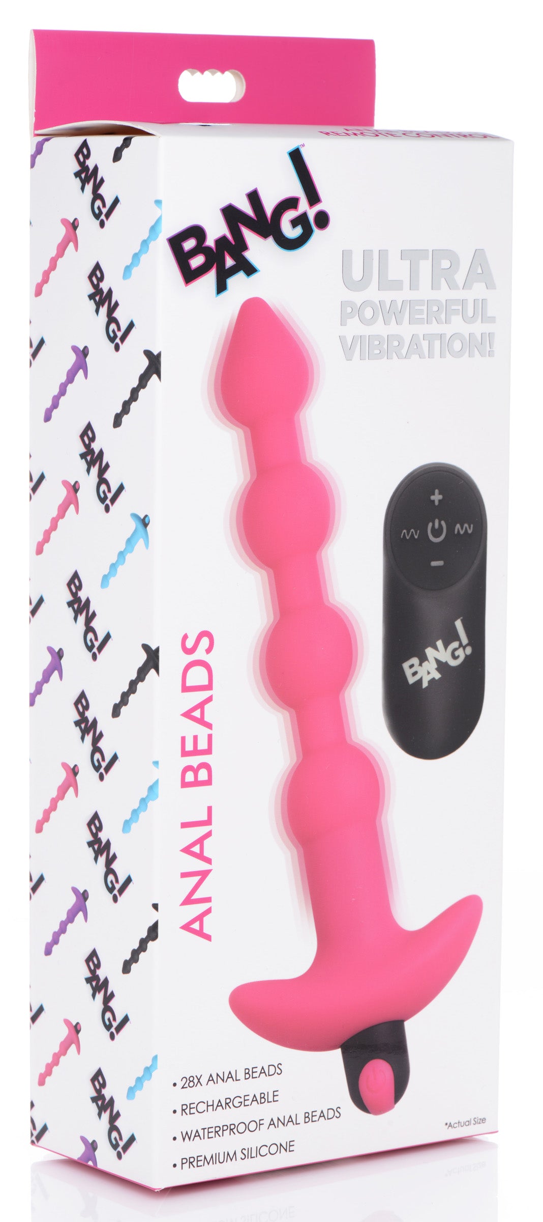 Bang - Vibrating Silicone Anal Beads and Remote Control - Pink - Not Very Vanilla