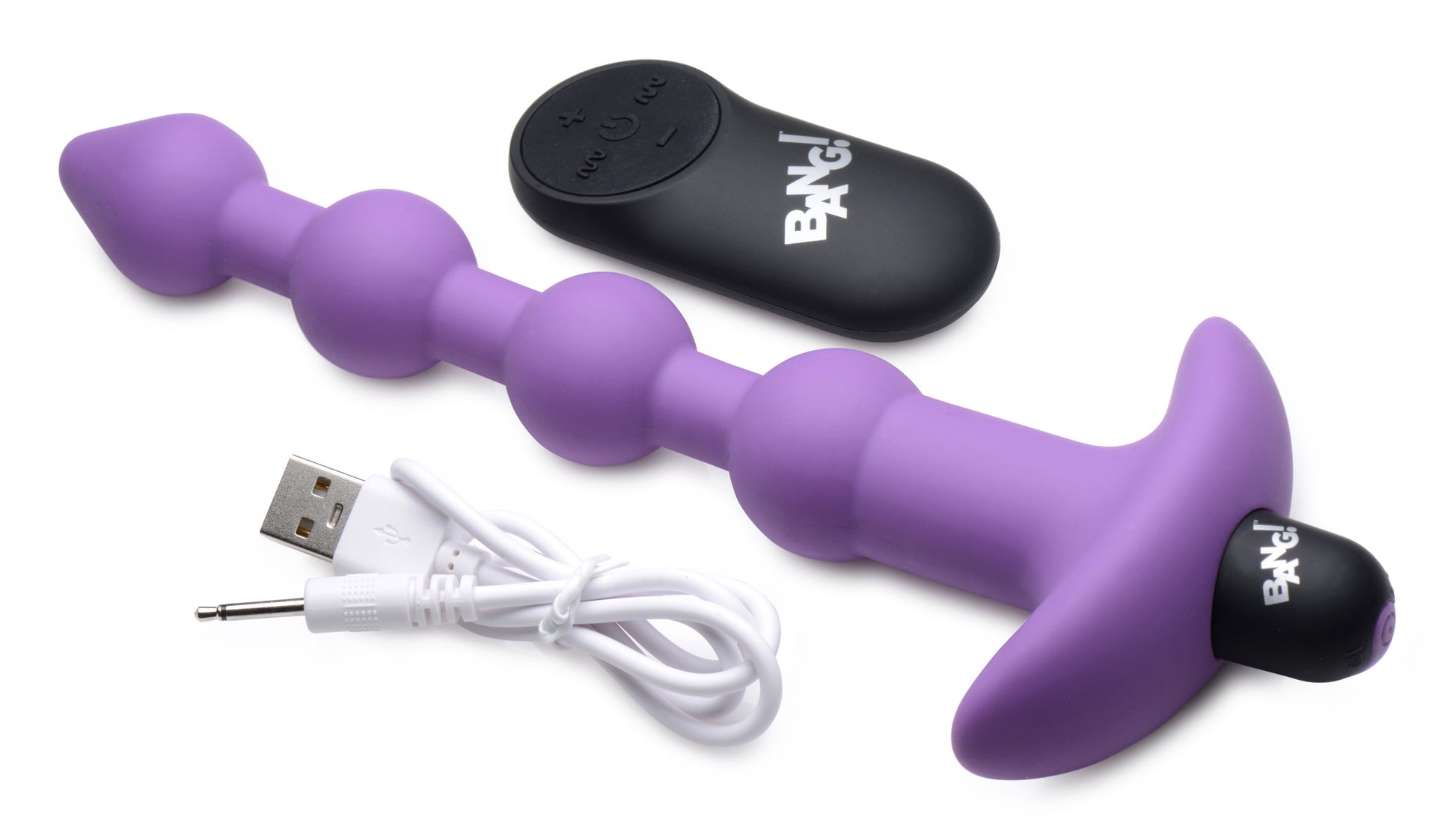 Bang - Vibrating Silicone Anal Beads and Remote Control - Purple - Not Very Vanilla