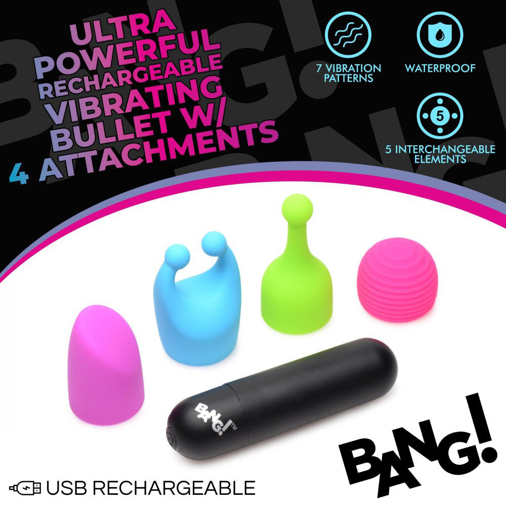 Bang - Rechargeable Bullet With 4 Attachments - Not Very Vanilla