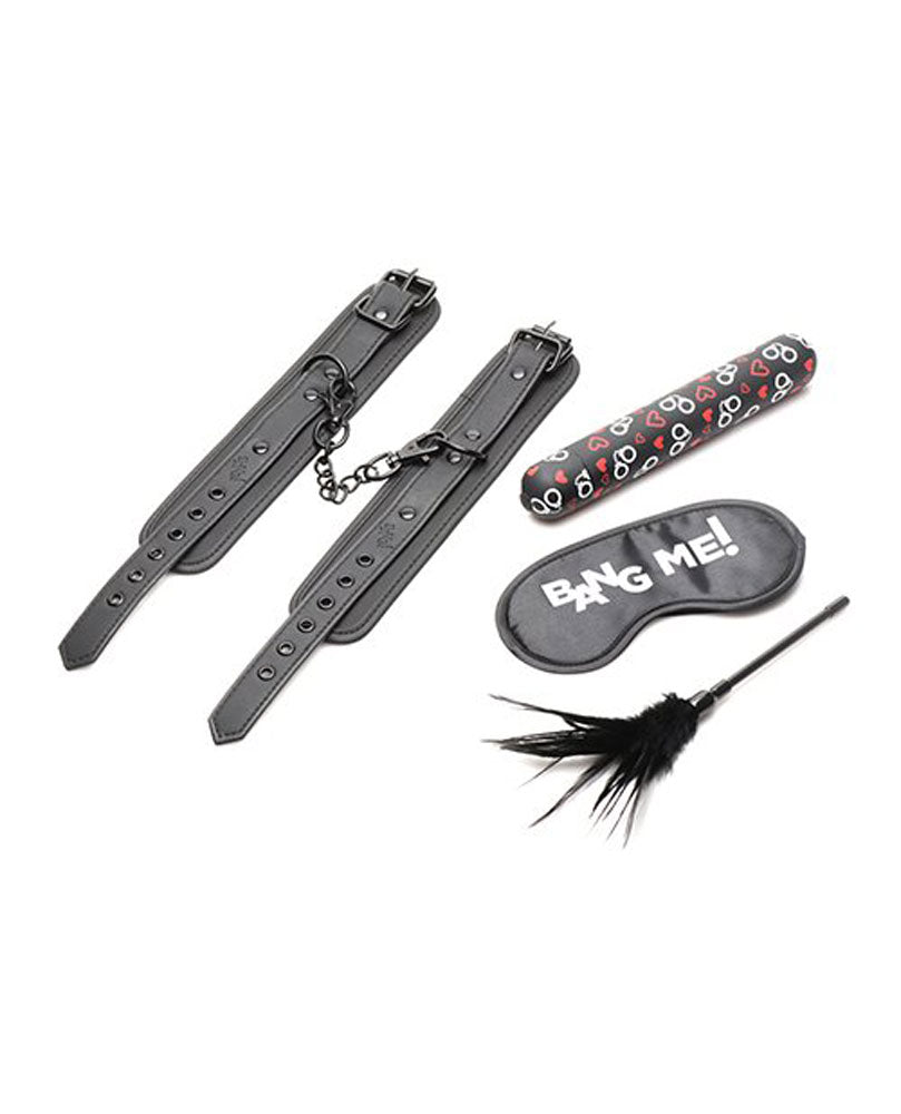 Bang - Bondage Kit - XL Bullet, Cuffs, Tickler and Blindfold - Black - Not Very Vanilla