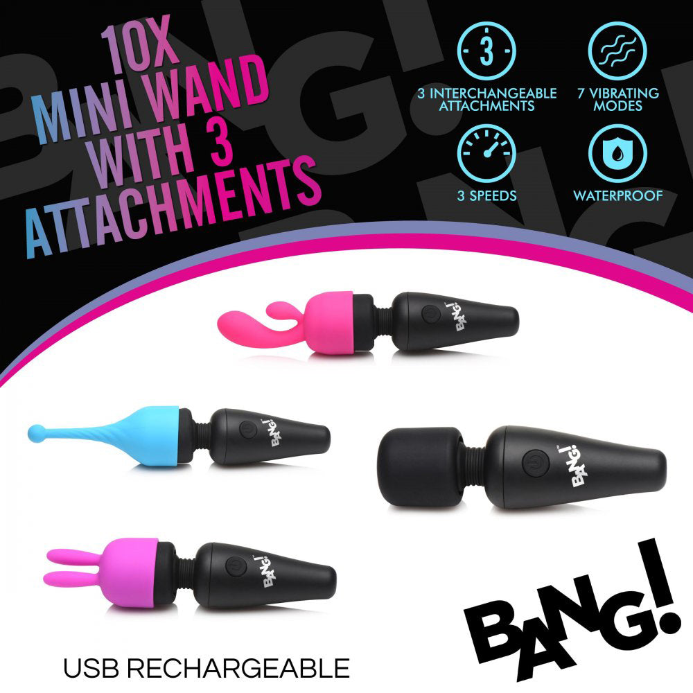 Bang - 10x Mini Wand With 3 Attachments - Not Very Vanilla