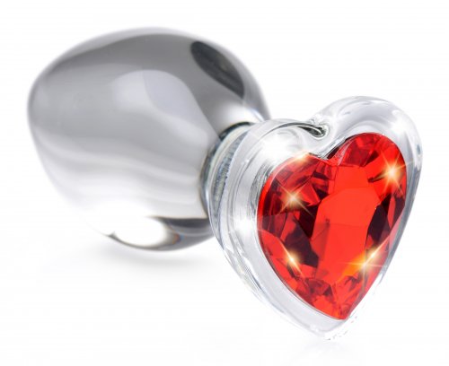 Red Heart Gem Glass Anal Plug - Large - Not Very Vanilla