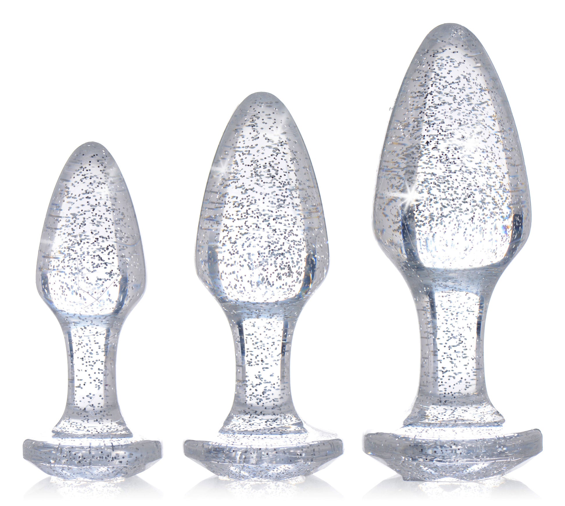 Glitter Gem Anal Plug Set - Silver - Not Very Vanilla