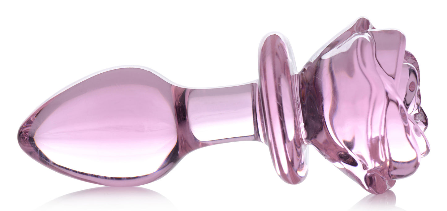 Pink Rose Glass Anal Plug - Medium - Not Very Vanilla