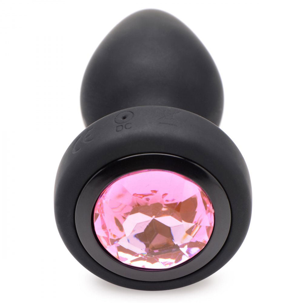 28x Silicone Vibrating Pink Gem Anal Plug With Remote - Small - Not Very Vanilla