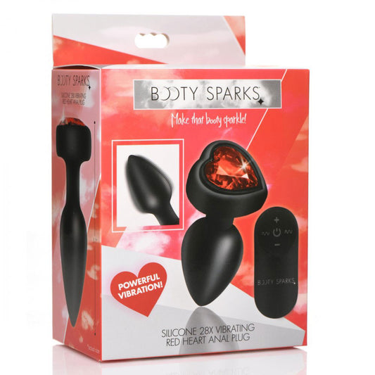 28x Silicone Vibrating Red Heart Anal Plug With Remote - Small - Not Very Vanilla