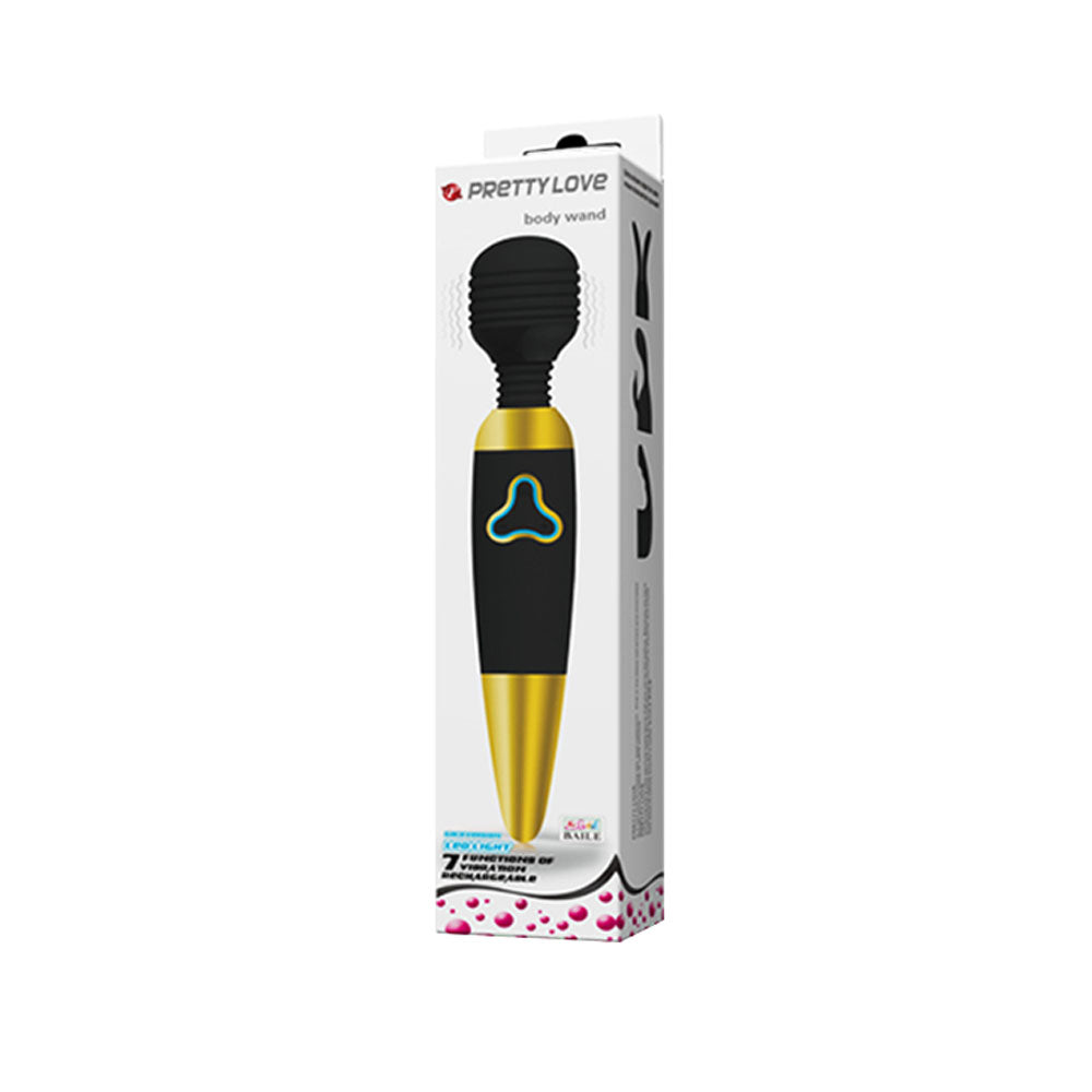 Pretty Love Body Wand With Led Light - Black and Gold - Not Very Vanilla