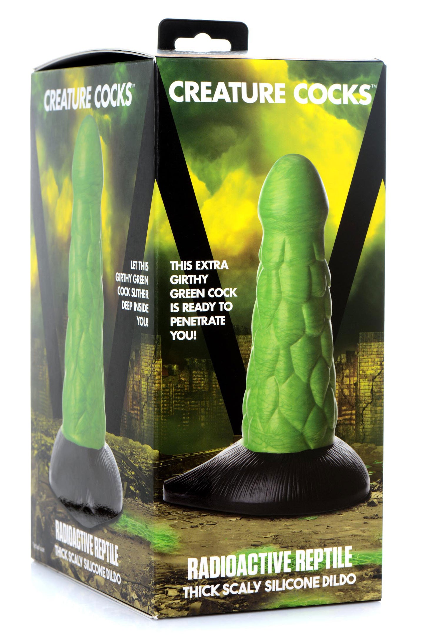 Radioactive Reptile Thick Scaly Silicone Dildo - Green - Not Very Vanilla