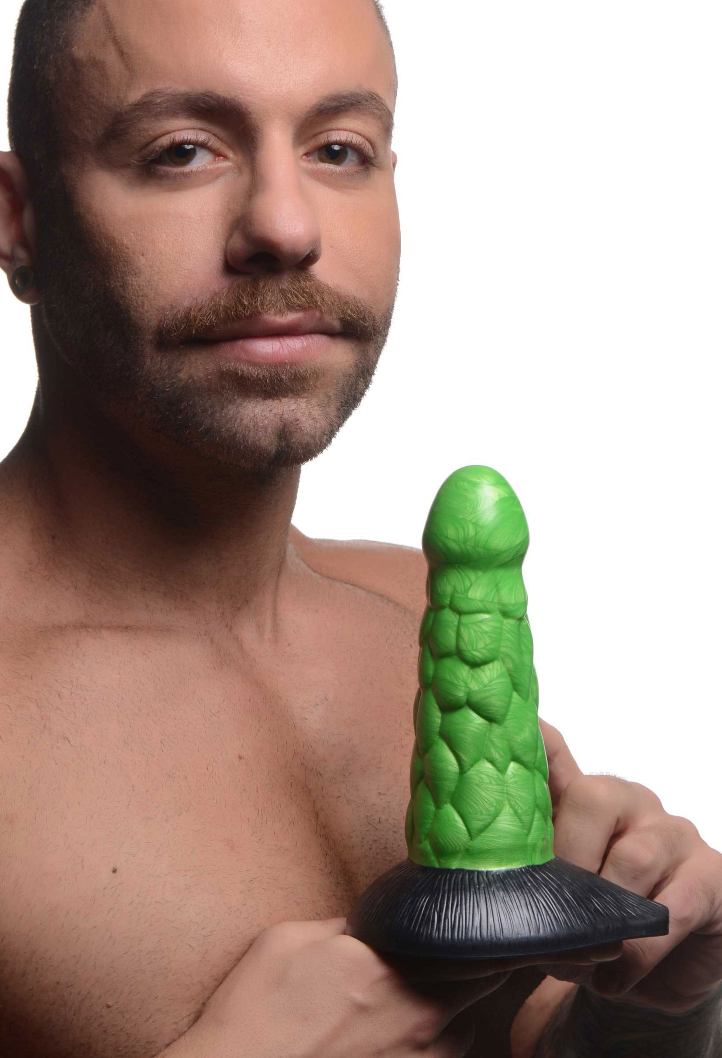 Radioactive Reptile Thick Scaly Silicone Dildo - Green - Not Very Vanilla