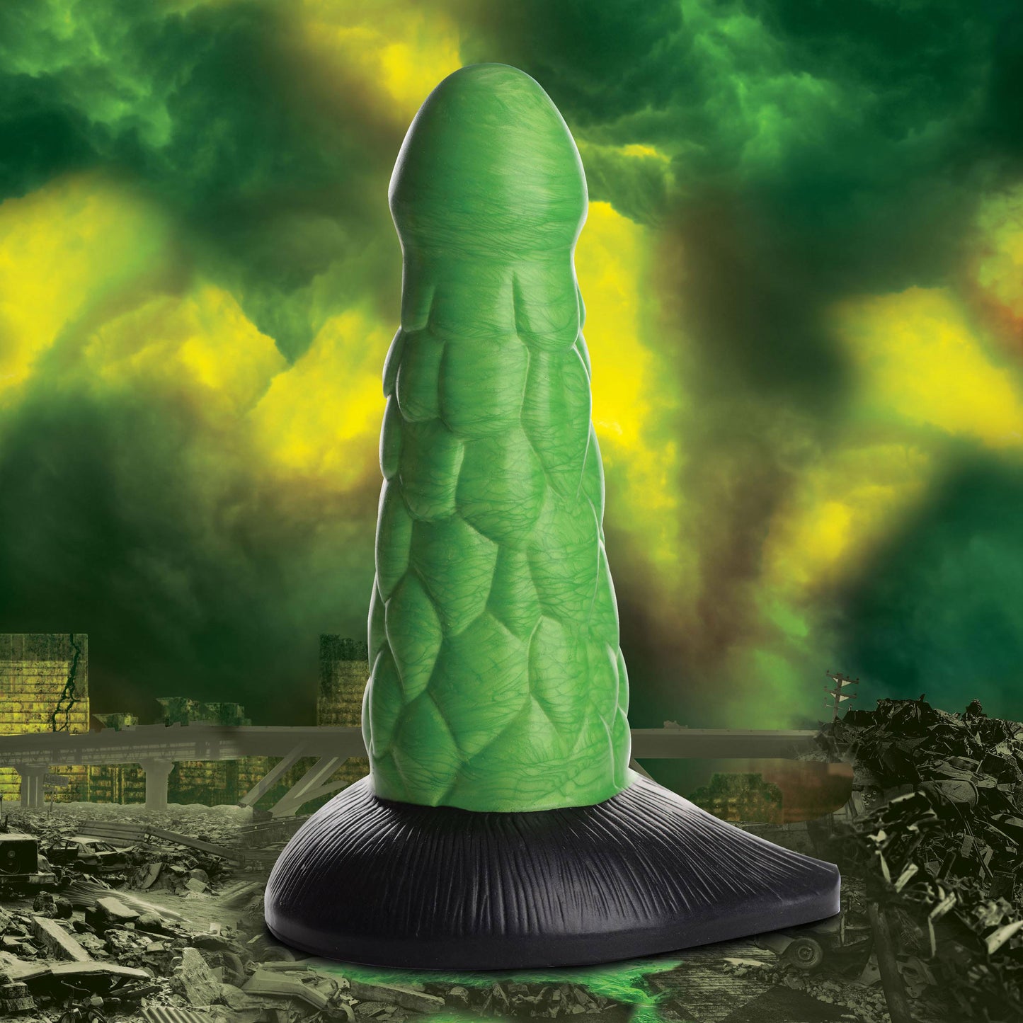 Radioactive Reptile Thick Scaly Silicone Dildo - Green - Not Very Vanilla