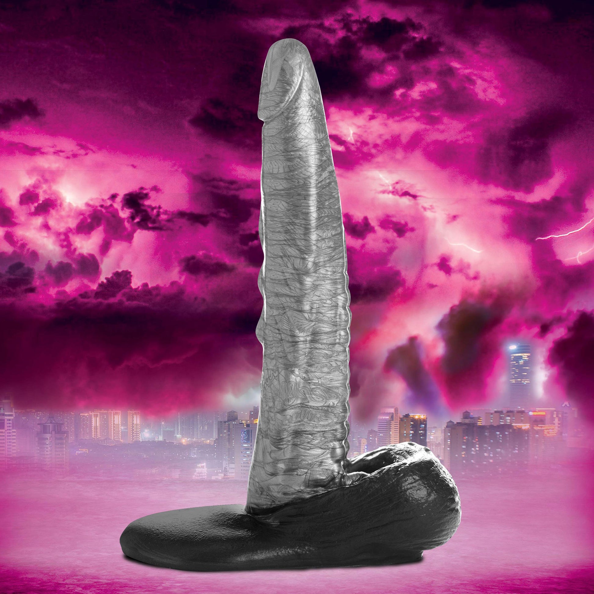 The Gargoyle Rock Hard Silicone Dildo - Silver - Not Very Vanilla