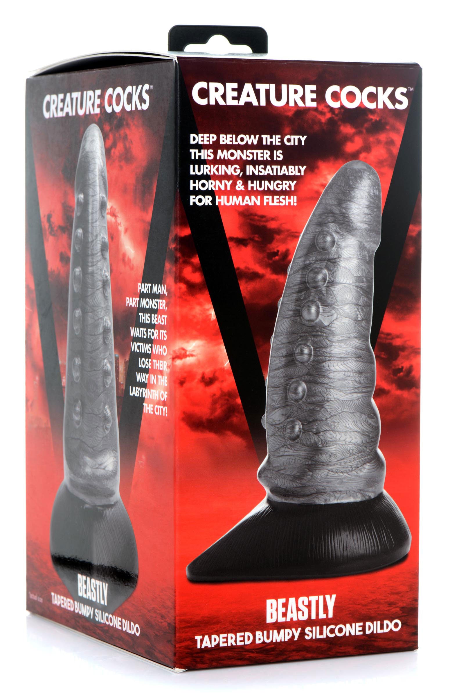 Beastly Tapered Bumpy Silicone Dildo - Silver - Not Very Vanilla