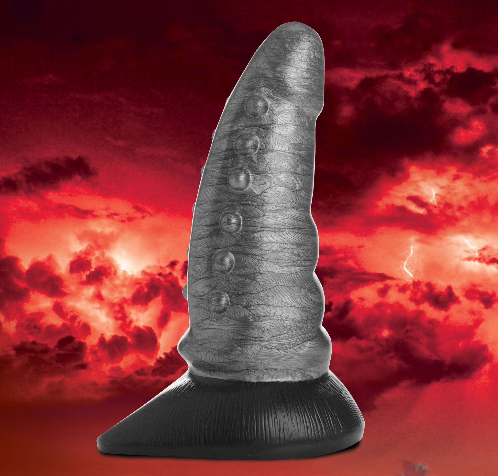 Beastly Tapered Bumpy Silicone Dildo - Silver - Not Very Vanilla