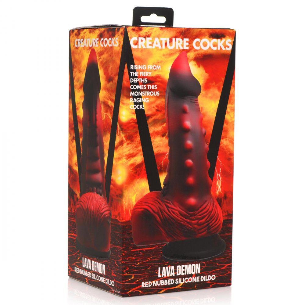 Lava Demon Thick Nubbed Silicone Dildo - Red/black - Not Very Vanilla