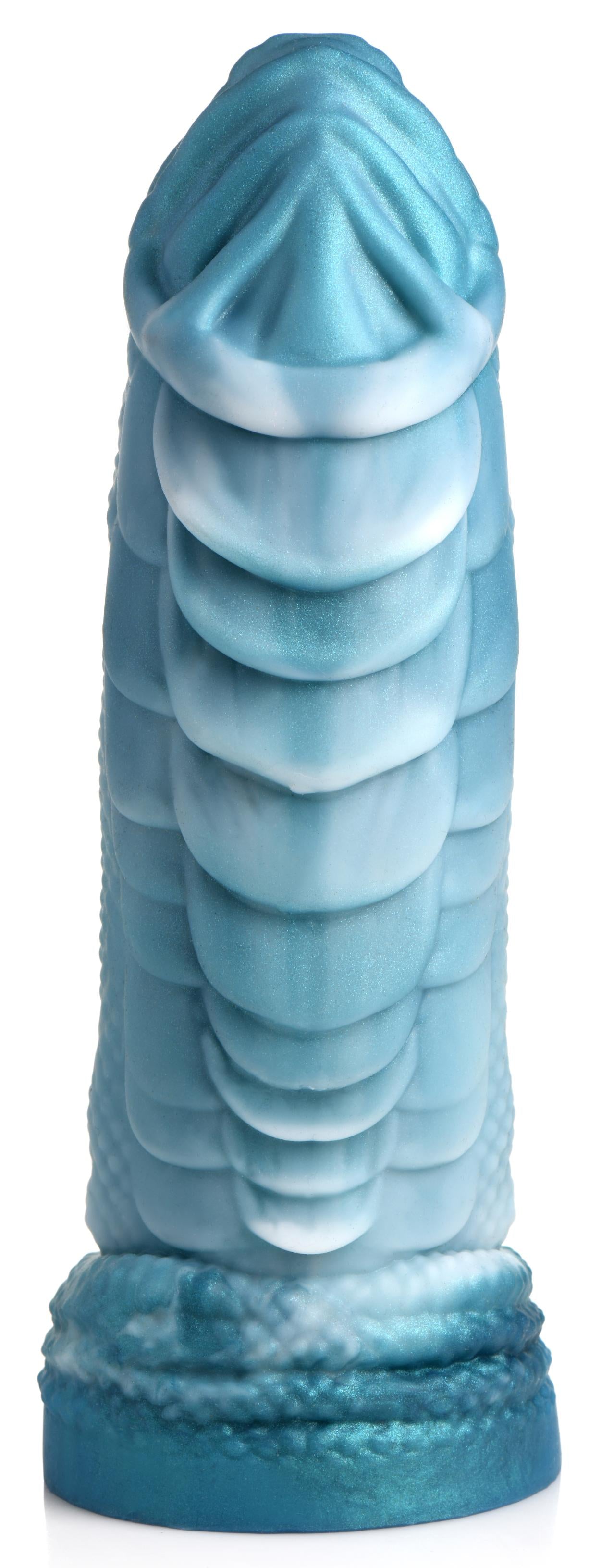 Sea Serpent Blue Scaly Silicone Dildo - Blue - Not Very Vanilla