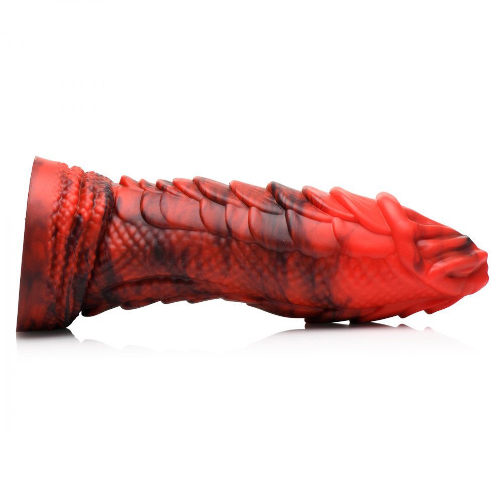 Fire Dragon Red Scaly Silicone Dildo - Red - Not Very Vanilla