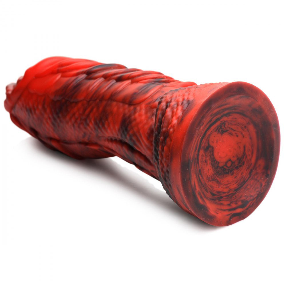 Fire Dragon Red Scaly Silicone Dildo - Red - Not Very Vanilla