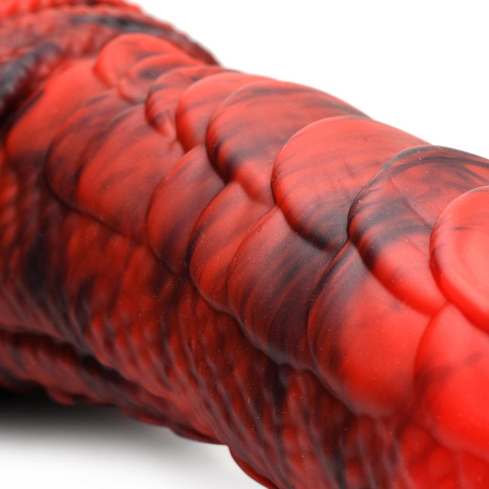 Fire Dragon Red Scaly Silicone Dildo - Red - Not Very Vanilla