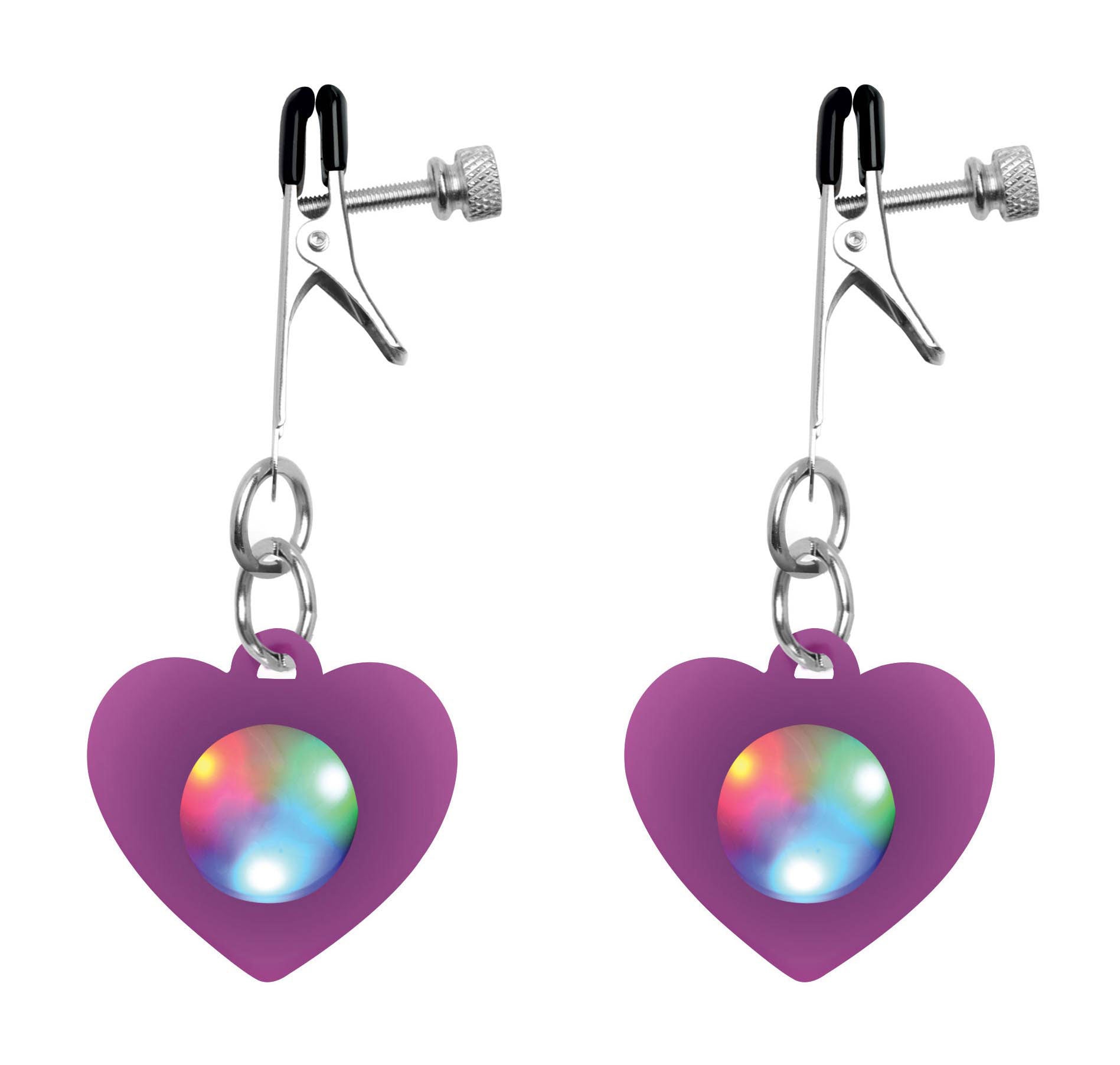 Silicone Light Up Heart Nipple Clamps - Not Very Vanilla