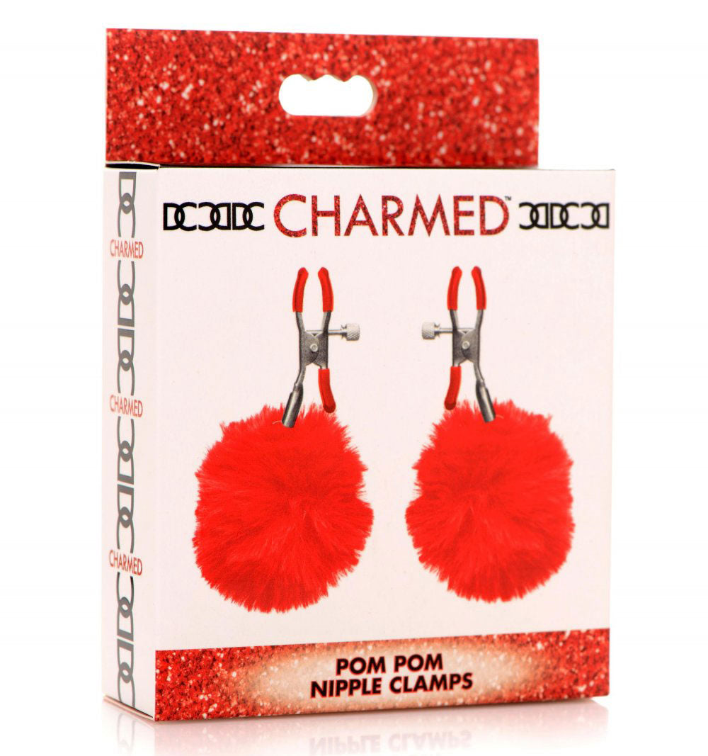 Pom Pom Nipple Clamps - Red - Not Very Vanilla