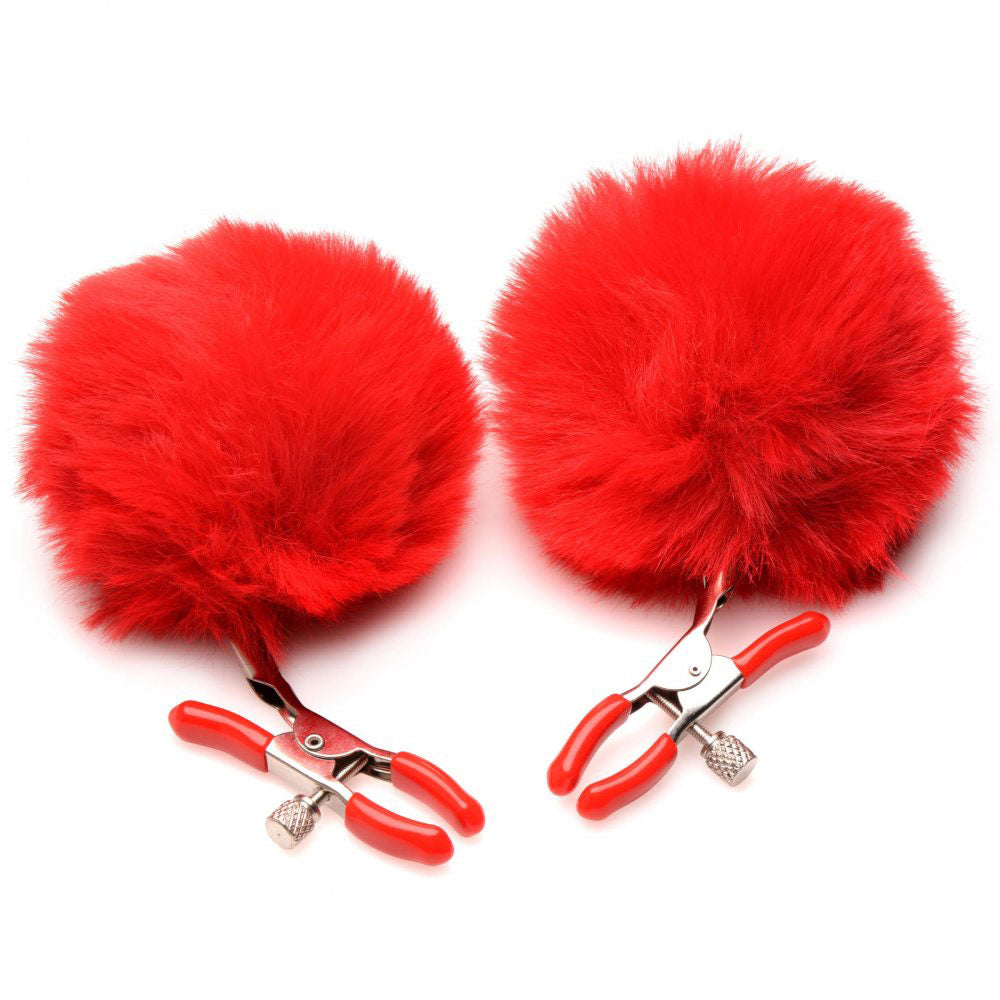 Pom Pom Nipple Clamps - Red - Not Very Vanilla