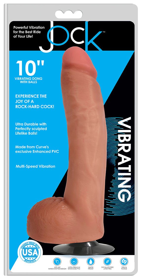 Jock 10 Inch Vibrating Dong With Balls - Not Very Vanilla